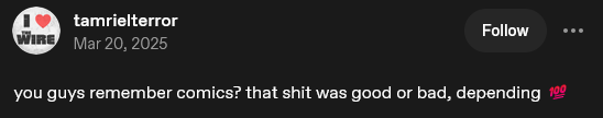 Screenshot of a post reading